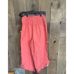 Cupshe Coral Smocked Waist Straight Leg Pants Size M